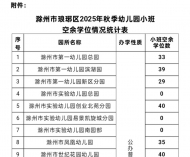 关于滁州市琅琊区2025年秋季幼儿园小班招生现场补录的通知